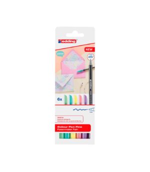 Set of 6 Drawing Markers 1mm Edding 1200 Pastel