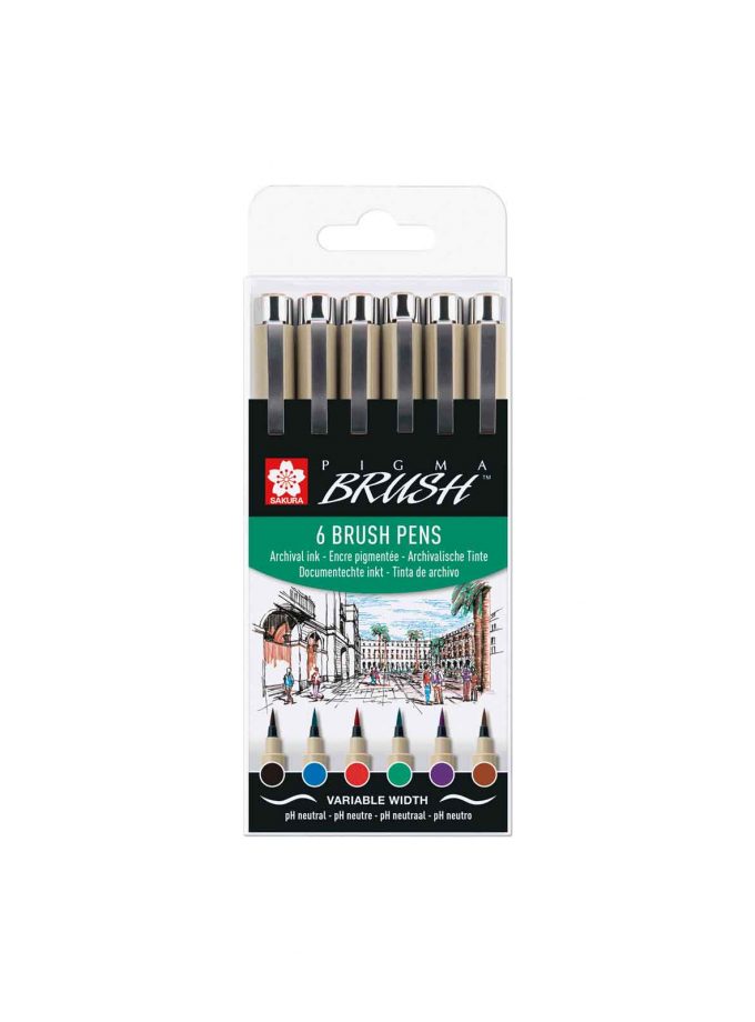 POXSDKBR6-set-6-markadorakia-pigma-brush-pen-Sakura-Art&Colour