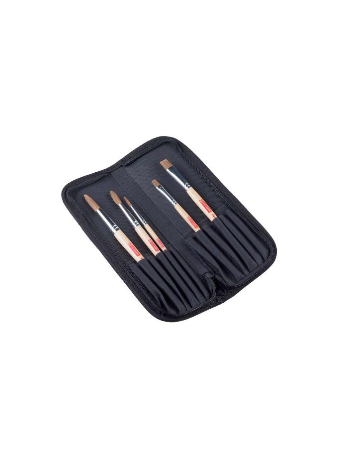 Set with 5 Pony Hair Brushes Art Creation