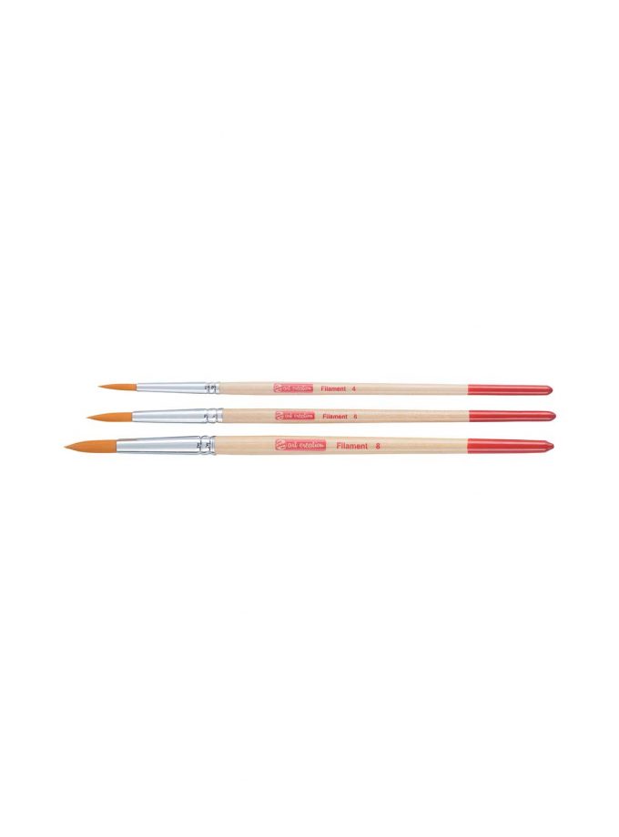 Set of 3 Round Synthetic Brushes Art Creation
