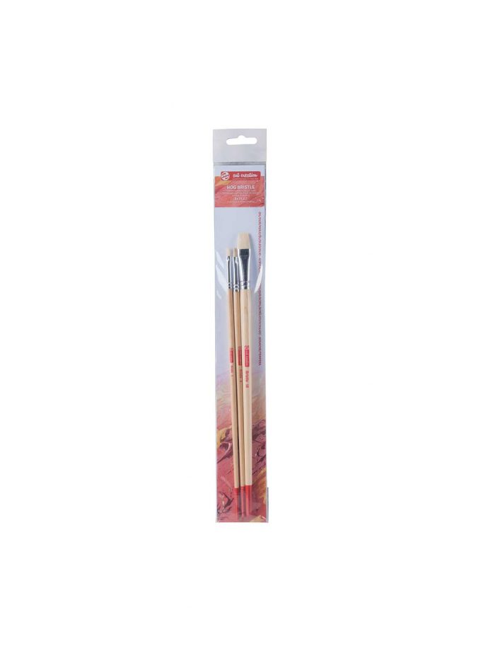 Set of 3 Flat Hog Bristle Brushes Art Creation