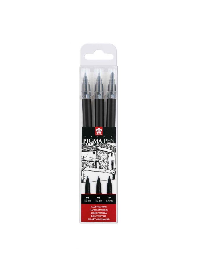 Set of 3 Pens Pigma Black (05, 05, 10)