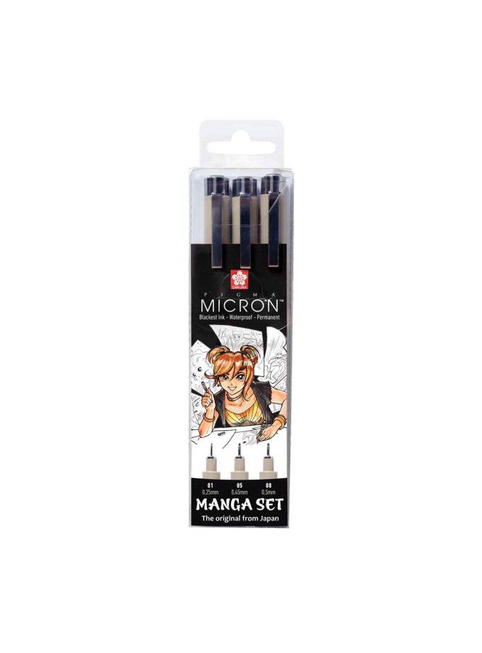 Set of 3 Pens Manga Sakura Pigma Micron Black