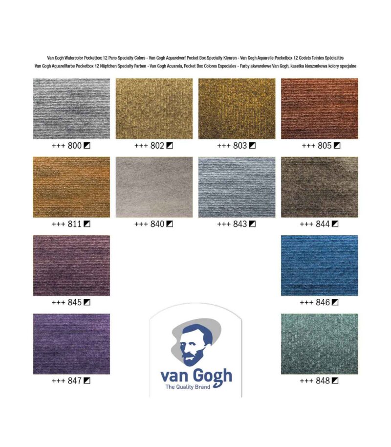 set-12-Metallic-akouareles-watercolor-VanGogh-Art&Colour-ColorCard