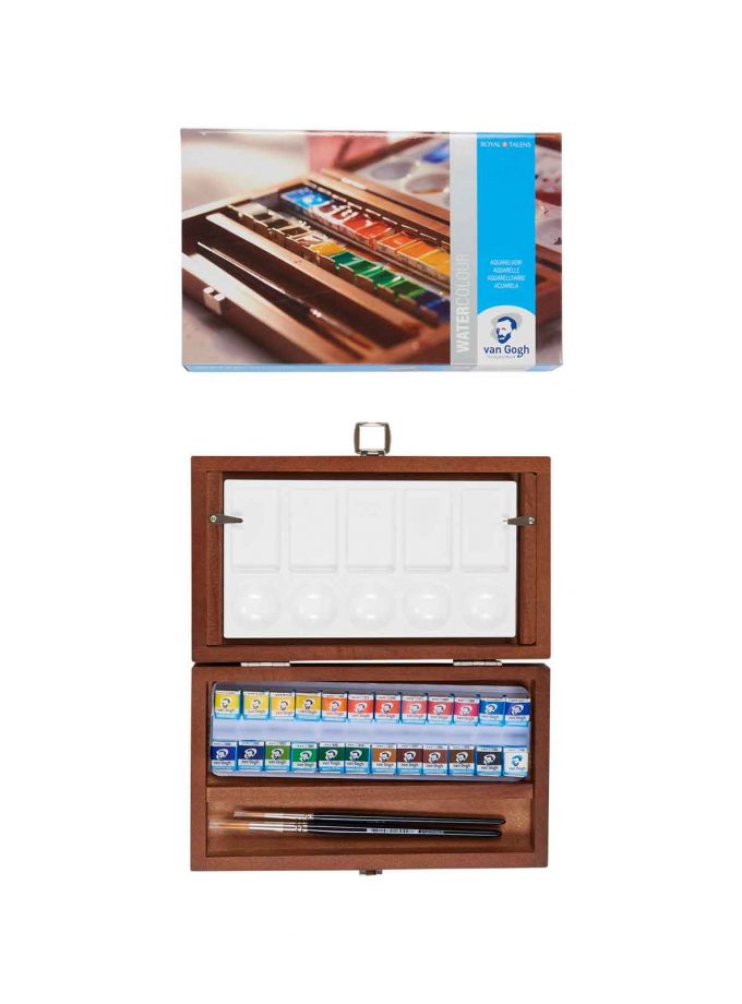 Wooden case with 24 Watercolour Cubes Van Gogh