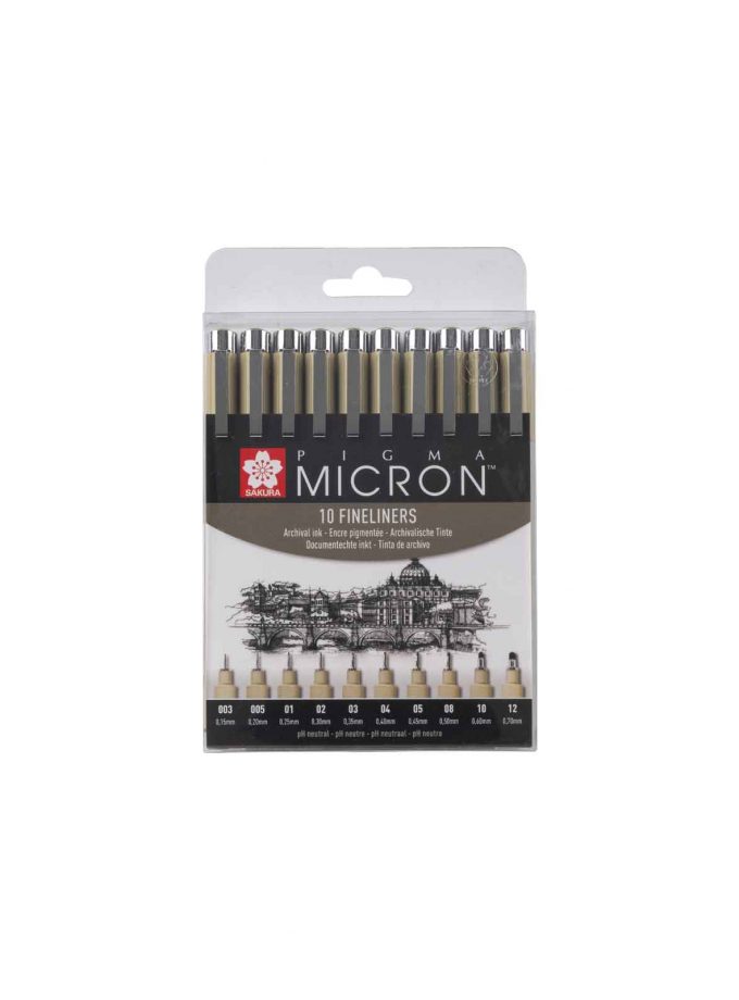 Set of 10 Markers Sakura Pigma Micron