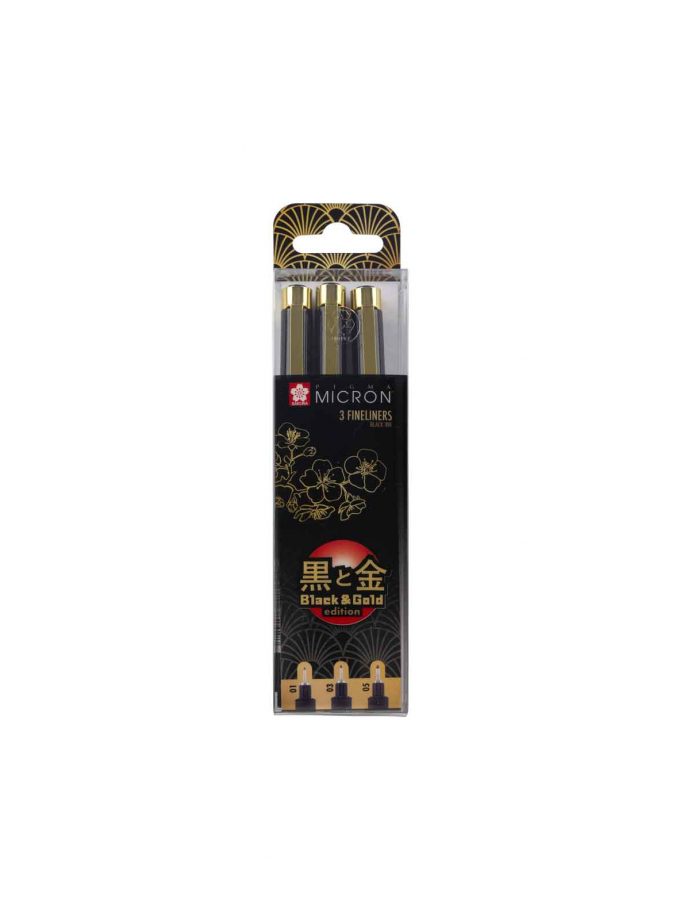 Set of 3 Markers Sakura Black Gold Edition