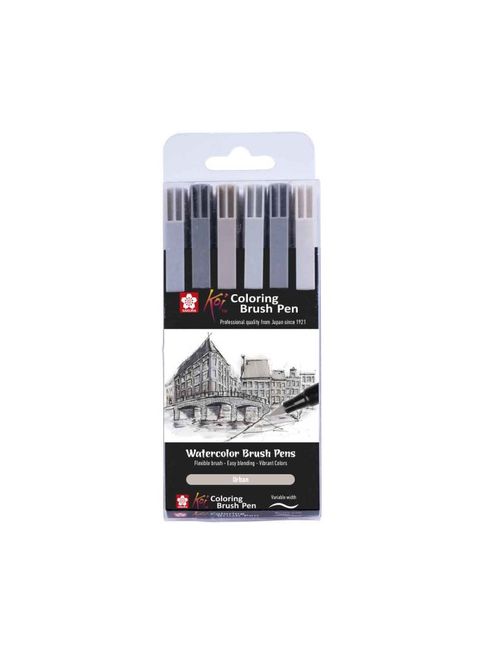 Set of 6 Brush Pens Koi Watercolour Brush Pen Urban