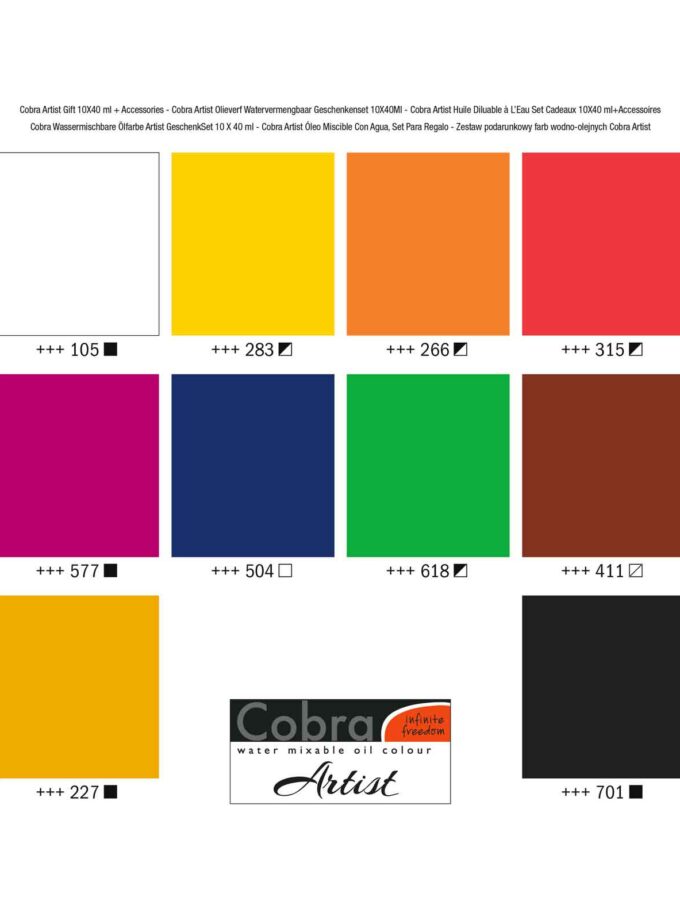 set-10x40ml-Gift-Pack-cobra-artist-oil-Ladoxroma-Nerou-Talens-Art&Colour-Colorcard