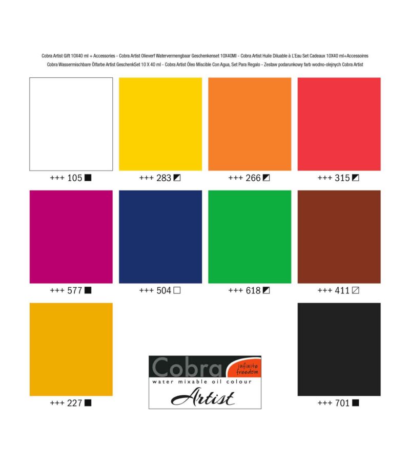set-10x40ml-Gift-Pack-cobra-artist-oil-Ladoxroma-Nerou-Talens-Art&Colour-Colorcard