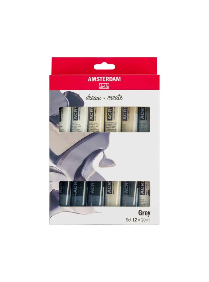 Set of 12 Acrylics Amsterdam Standard 20ml Grey Set