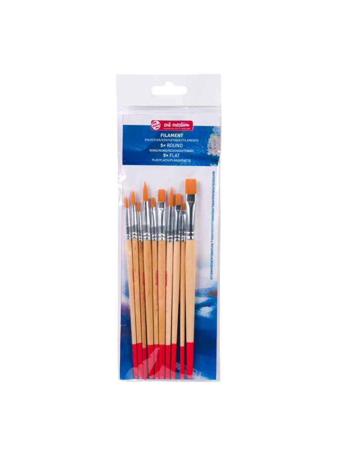 Set of 10 Synthetic Brushes Art Creation 5R/5F Talens