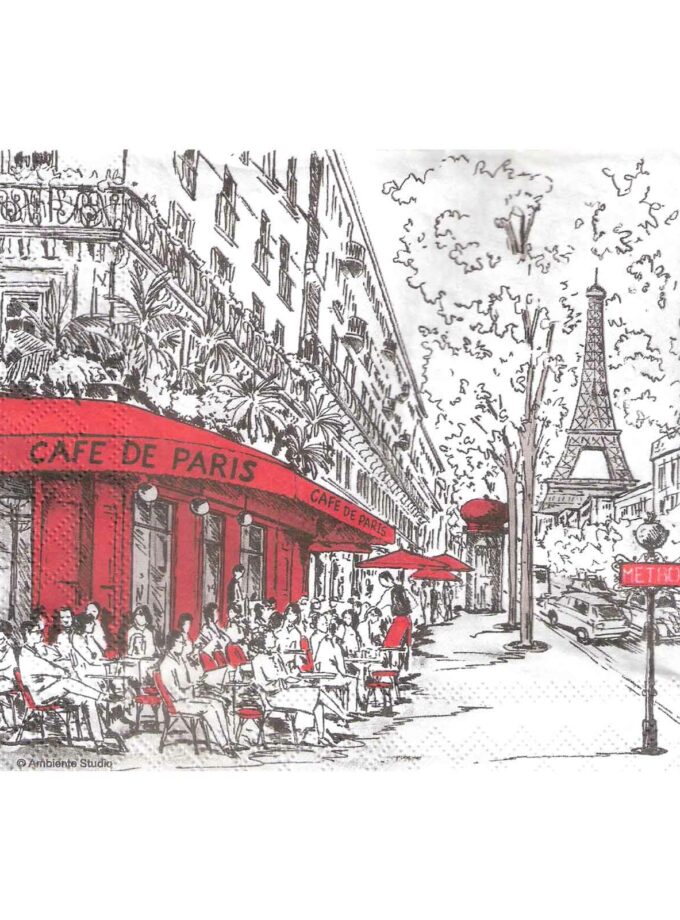 Decoupage Napkin 33x33cm Cafe de Paris