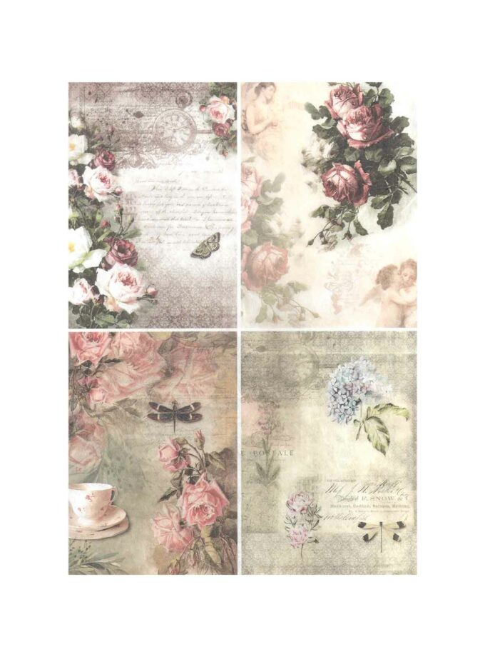 Rice Paper Decoupage A4 Roses R1158