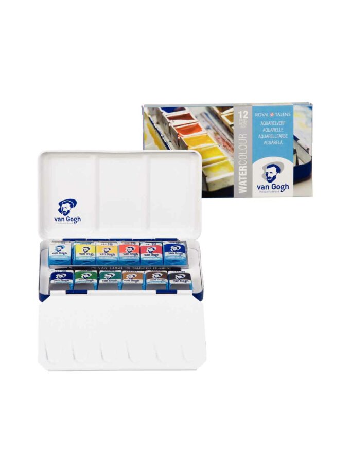 Metal Tin Set of 12 Watercolour Cubes Van Gogh