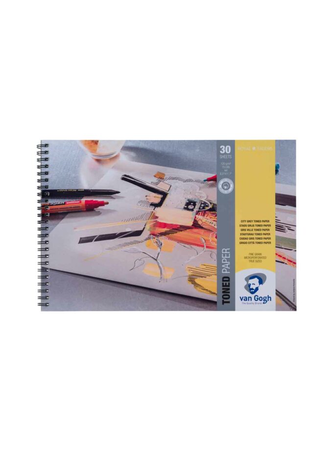 A4-City-Grey-Mplok-Zografikis-Sxediou-Toned-VanGogh-RoyalTalens-Art&Colour