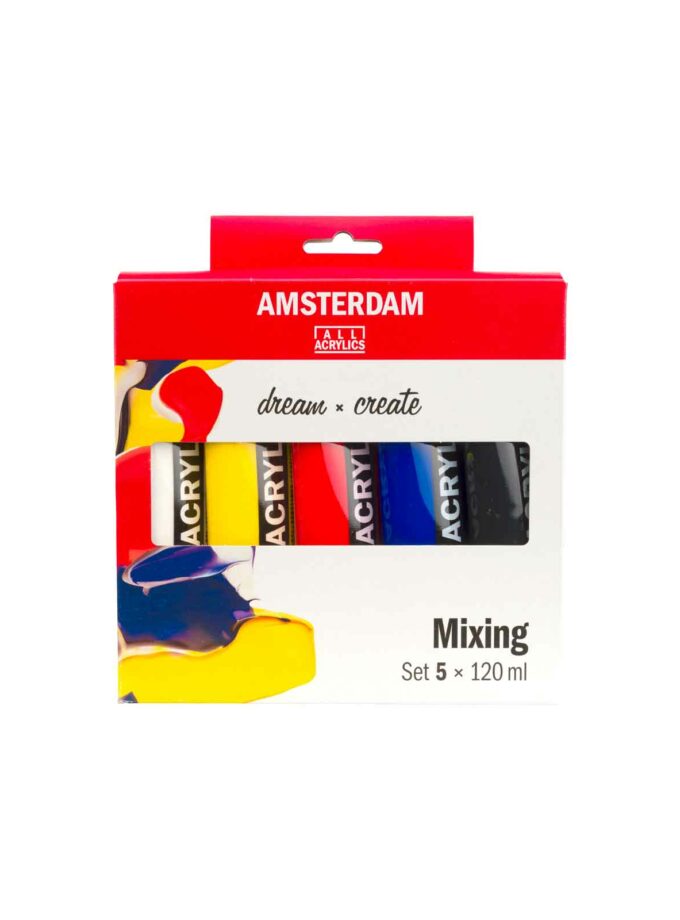 Set of 5 Acrylic Colours Amsterdam Standard 120ml Mixing