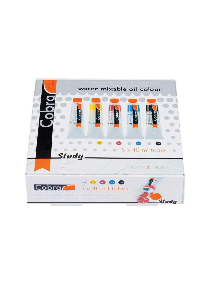Set of 5 Oil Paints Water-Mixable Cobra Oil Study Set 40ml
