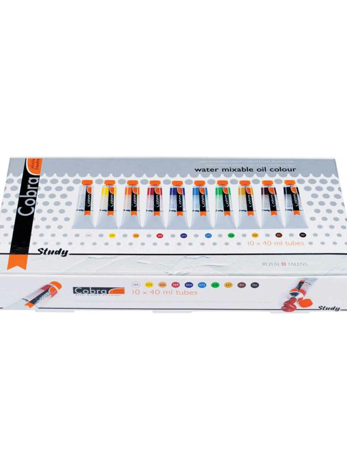 Set of 10 Oil Paints Water-Mixable Cobra Oil Study Set 40ml