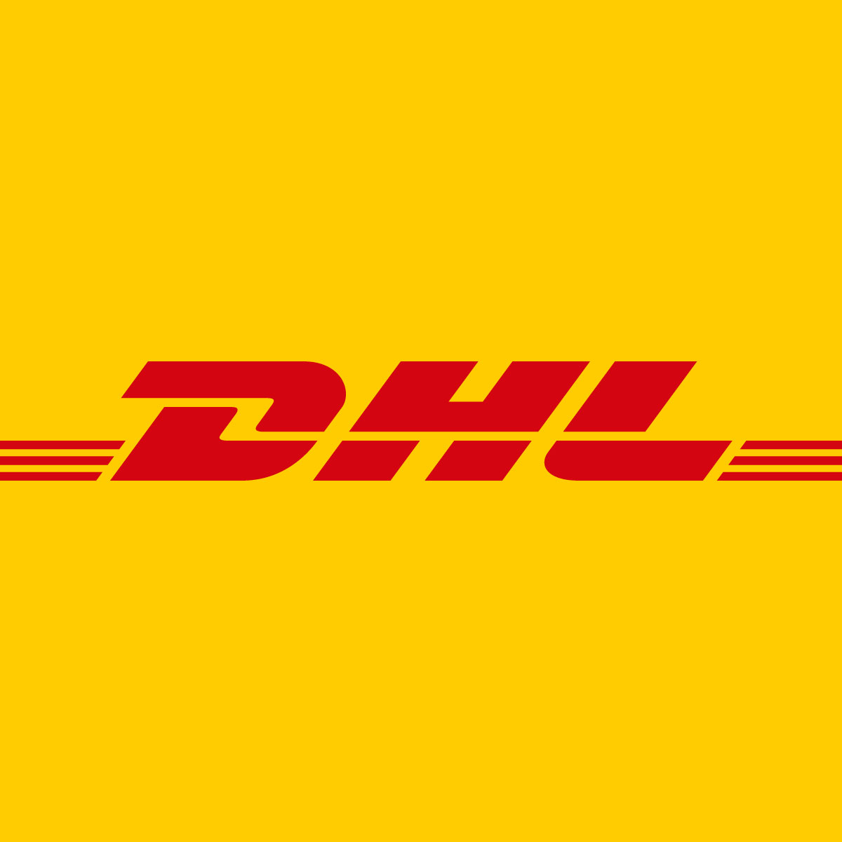 DHL Logo. Shipping options. Art & Colour. Red logo on yellow background