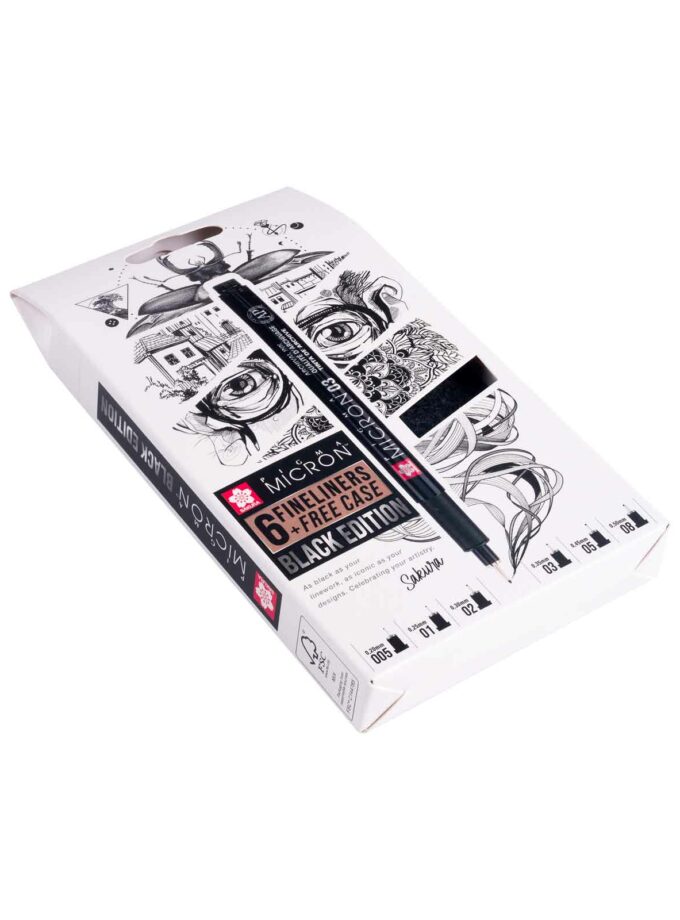 Σετ 6 Μαρκαδοράκια Sakura Pigma Micron Black Edition (με Θήκη). Κουτί 2