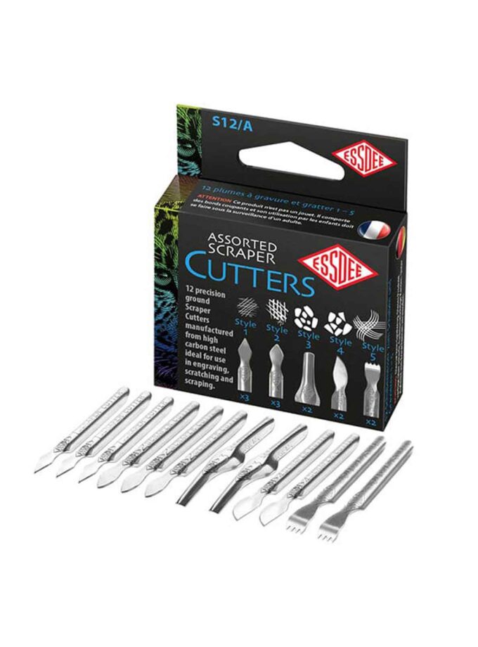 set-xaraktikis-12-mutes-Scrapers-Assorted-cutters-Essdee-Art&Colour