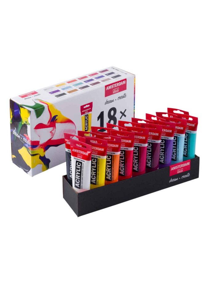 Value-Pack-set-18-xromata-akrulika-zografikis-120ml-Amsterdam-Talens-Art&Colour-OpenBox