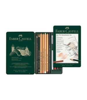 112975-Set-12-Metal-Case-PItt-Monochrome-Faber-Castell-Art&Colour