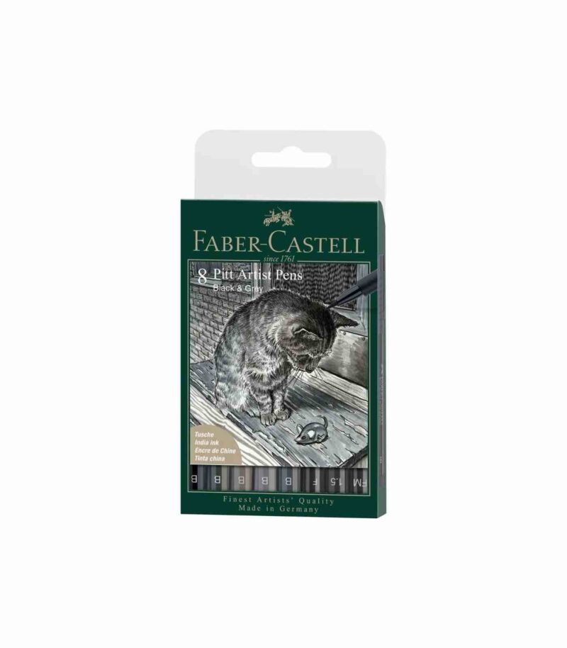 167171-Set-8-Pens-Pitt-Black-Gray-Faber-Castell-Art&Colour 167171-Set-8-Pens-Pitt-Black-Gray-Faber-Castell-Art&Colour