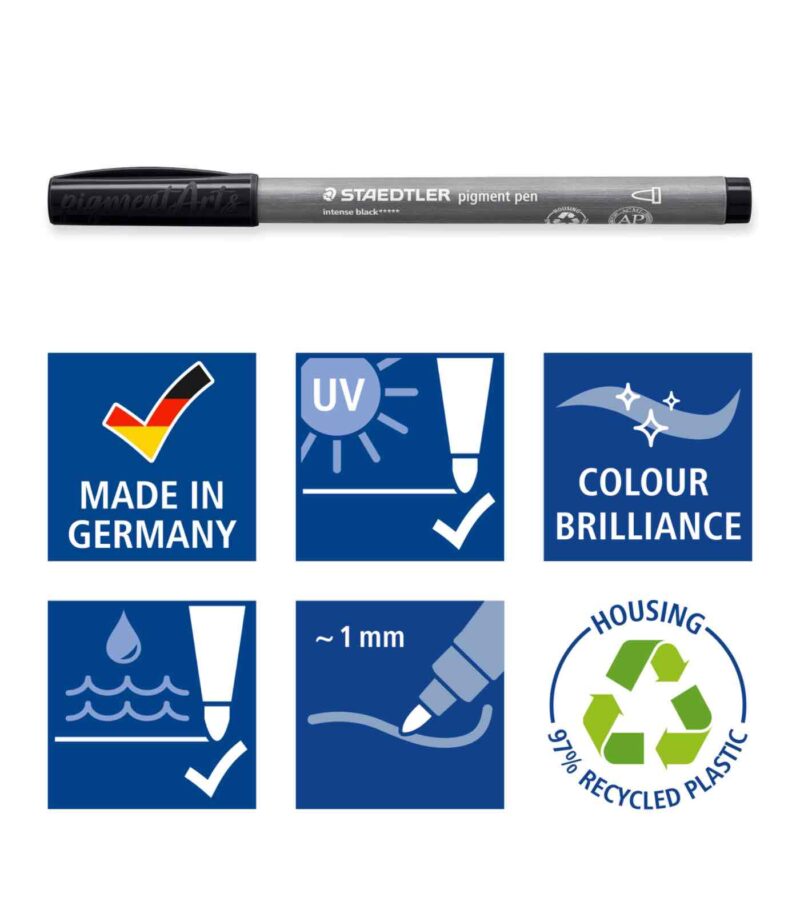 376-Pigment-Pen-Marker-Intense Black-Pigment Pen-Staedtler-Art&Colour-Specs