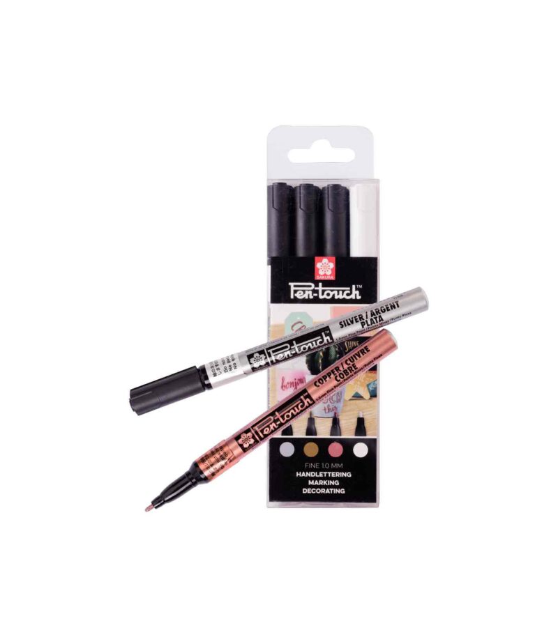 POXPMKA4-Set-4Markers-Metalic-PenTouch-Sakura-MarkerswithCase-Art&Colour