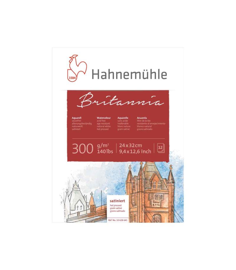 Hot Pressed-Aquarelle Paper-WatercolourBlock-Britannia-Hahnemuhle-Art&Colour-24x32cm