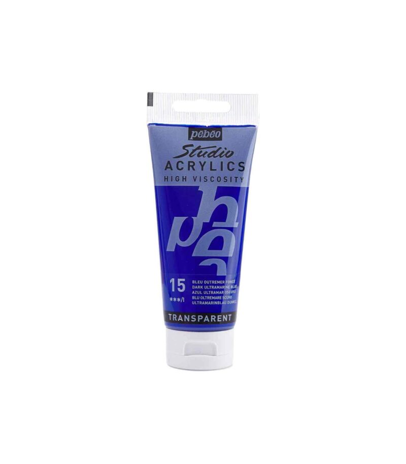 15-Dark Ultramarine Blue-Tube 100ml-Studio Fine Acrylics-Pébéo-Art&Colour-1