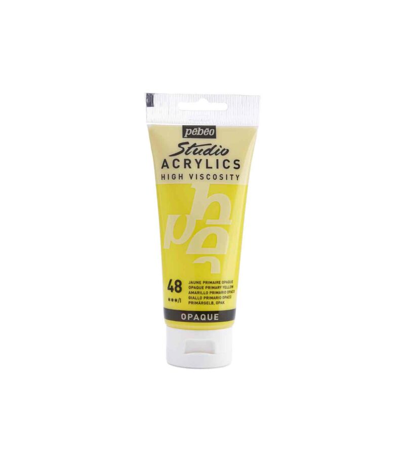 48-Opaque Primary Yellow-Tube 100ml-Studio Fine Acrylics-Pébéo-Art&Colour