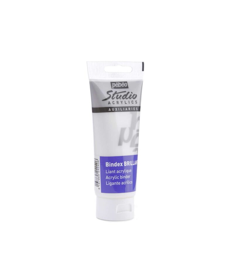 100ml-Bindex Medium Gloss-Studio Acrylics-Pebeo-Art&Colour-FrontAngledTube