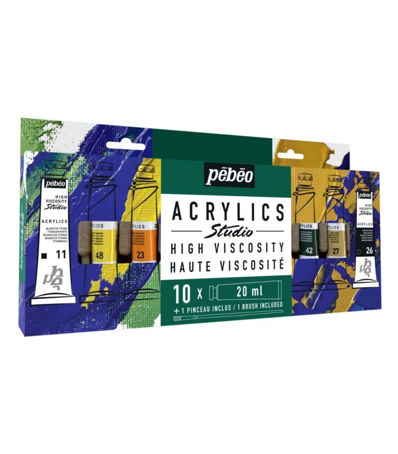 10x20ml-Studio Acrylics Set Tubes with Brush-Studio Acrylics Paint-Pebeo-Art&Colour-Box