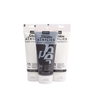 3x100ml-Stusio Acrylics Black and White Set-Studio Acrylics Paint-Pebeo-Art&Colour-3 Tubes