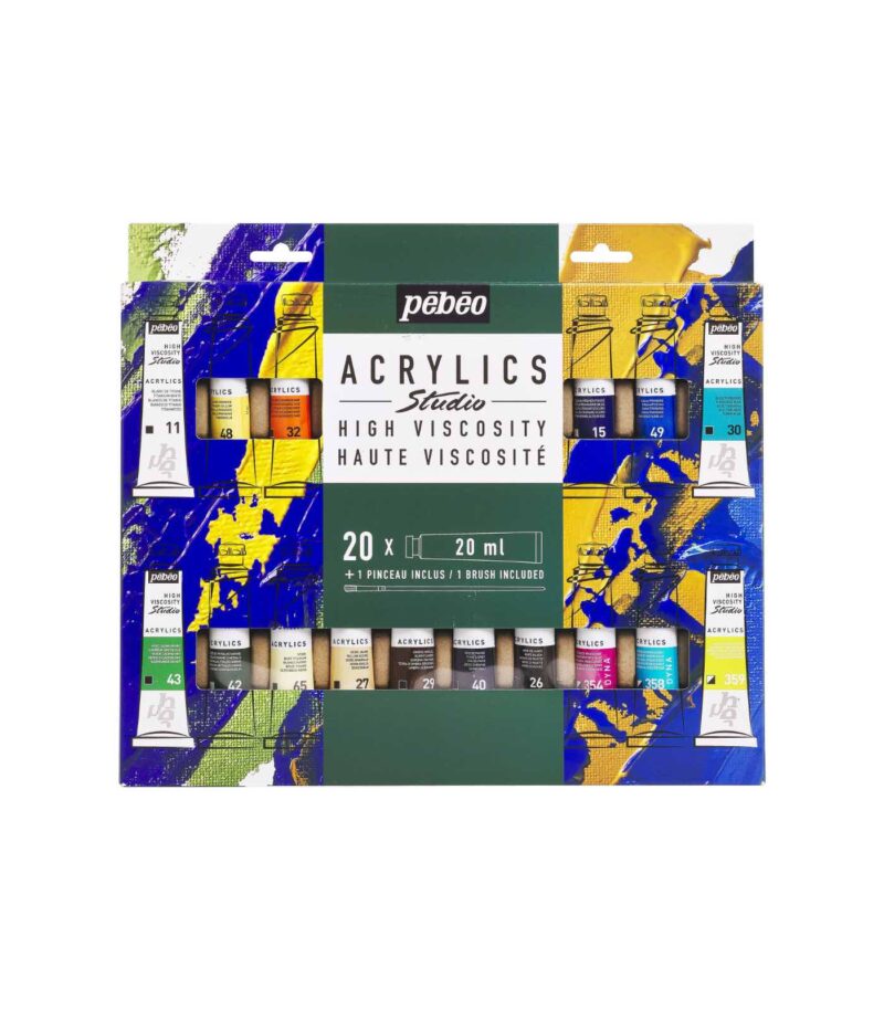 Acrylic Paint Set-Tubes with Brush-Studio Acrylics-Pebeo-Art&Colour-Front Acrylic Paint Set-Tubes with Brush-Studio Acrylics-Pebeo-Art&Colour-Front
