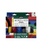 STUDIO ACRYLICS PRIMARY SET 5 x 100 ML + 3 ACRYLIC MARKERS-Studio Acrylics-Pebeo-Art&Colour-Front
