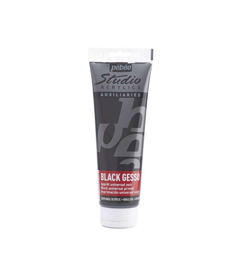 250ml-Black Gesso-Studio Acrylics-Pebeo-Art&Colour 250ml-Black Gesso-Studio Acrylics-Pebeo-Art&Colour