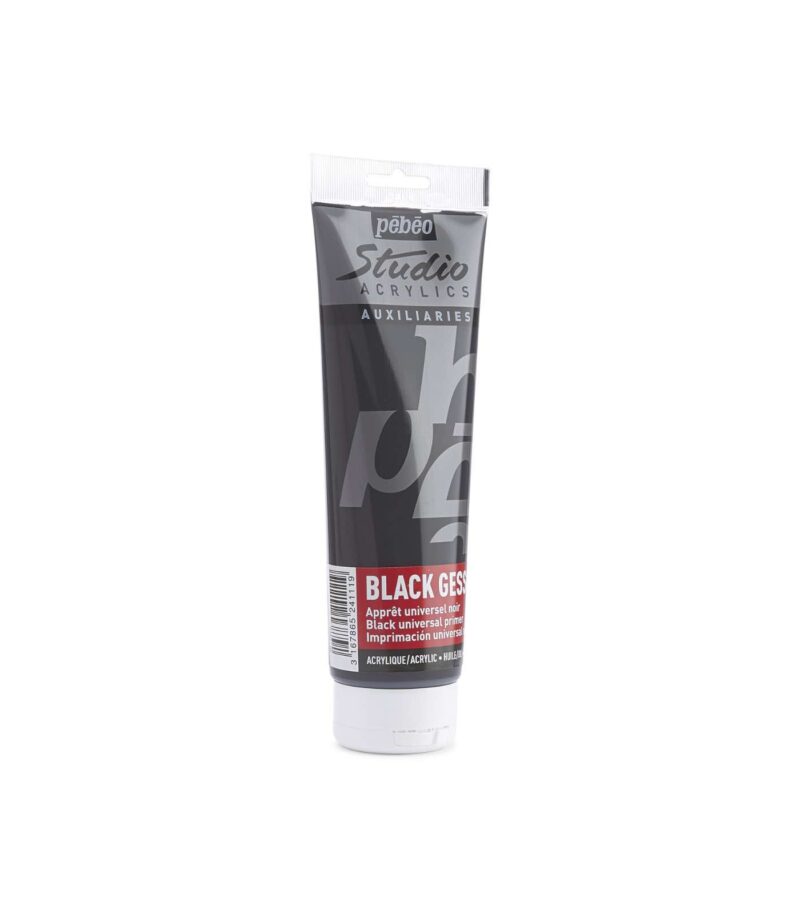 250ml-Black Gesso-Studio Acrylics-Pebeo-Art&Colour-Front