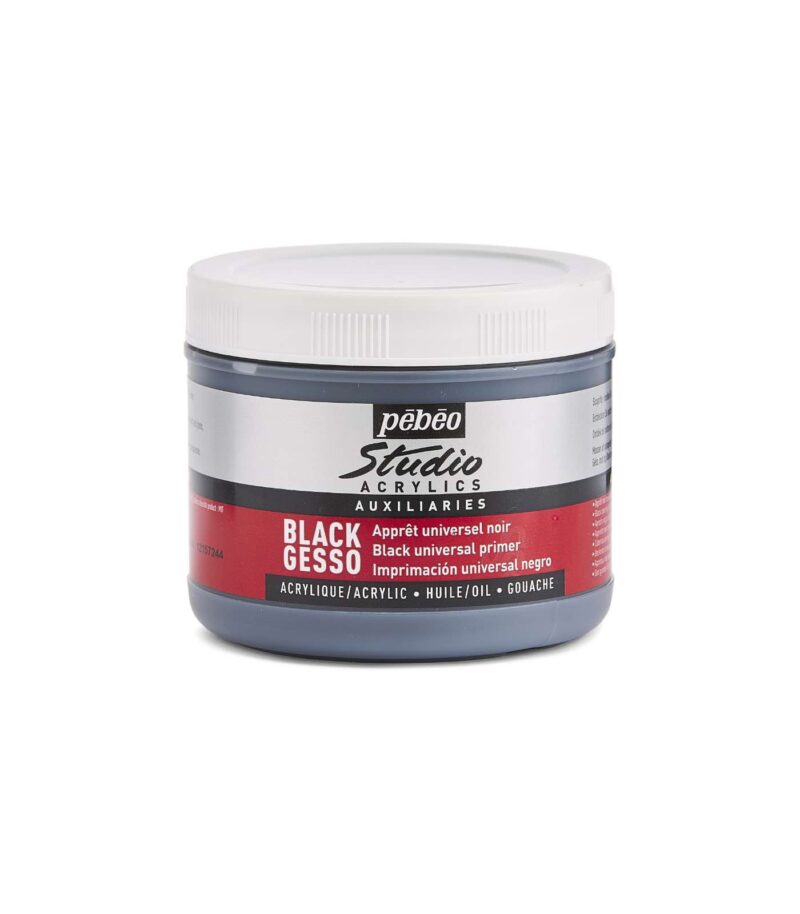 500ml-Black Gesso-Studio Acrylics-Pebeo-Art&Colour