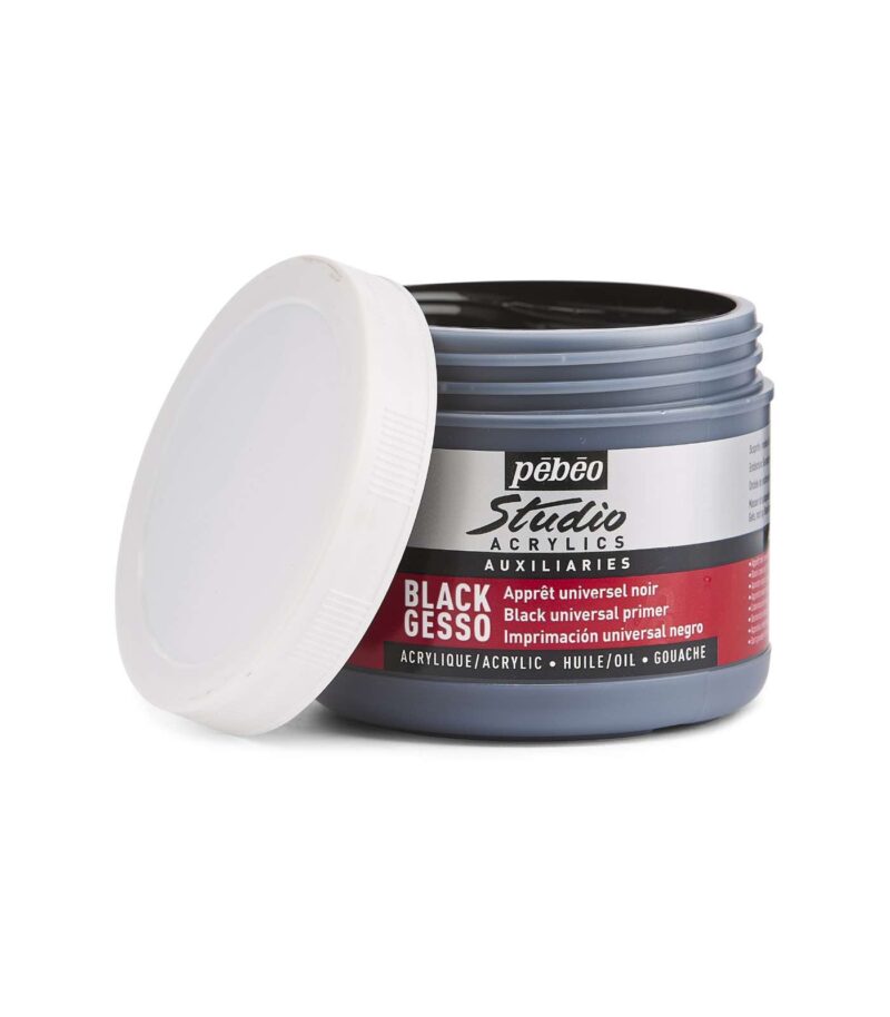 500ml-Black Gesso-Studio Acrylics-Pebeo-Art&Colour-Open