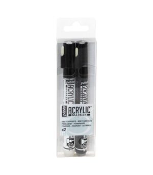 Round Nib 1,2mm-Set 2 Markers Black and White-Acrylic Markers-Pebeo-Art&Colour-Blister