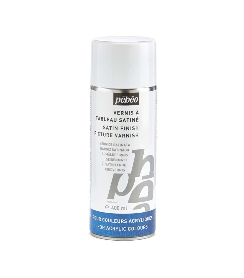 Satin-400ml Spray Solvent Based Varnish-Artist Acrylics-Pebeo-Art&Colour-Front