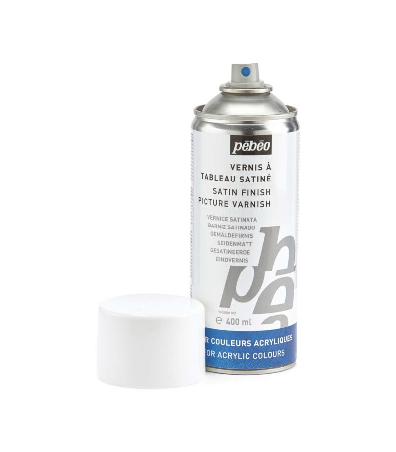 Satin-400ml Spray Solvent Based Varnish-Artist Acrylics-Pebeo-Art&Colour-Open