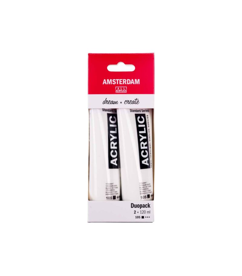 Set Duo Pack 2x120ml Titanium White-Acrylic Paint-Amsterdam Standard Series-Royal Talens-Art&Colour