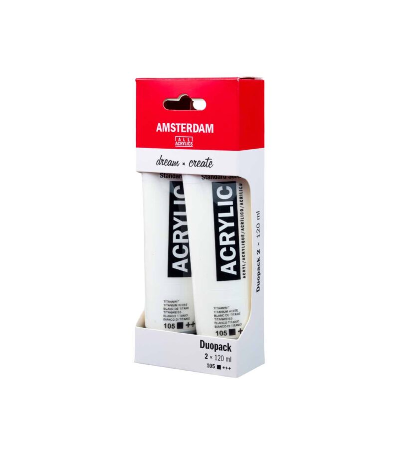 Set Duo Pack 2x120ml Titanium White-Acrylic Paint-Amsterdam Standard Series-Royal Talens-Art&Colour-Front